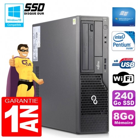 PC Fujitsu Esprimo E500 E85+ SFF Intel G640 RAM 8Go Disque 240 Go SSD Wifi W7