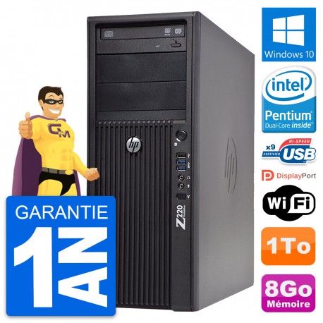 PC Tour HP WorkStation Z220 Pentium G2020 RAM 8Go Disque Dur 1To Windows 10 Wifi