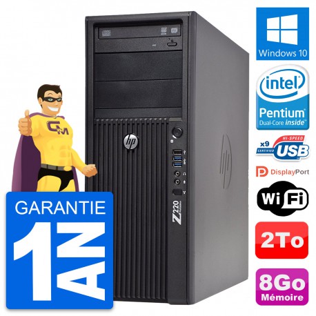 PC Tour HP WorkStation Z220 Pentium G2020 RAM 8Go Disque Dur 2To Windows 10 Wifi