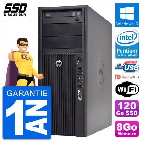 PC Tour HP WorkStation Z220 Pentium G2020 RAM 8Go SSD 120Go Windows 10 Wifi