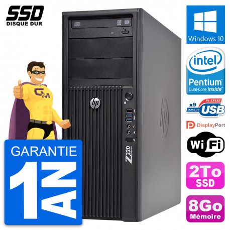 PC Tour HP WorkStation Z220 Intel Pentium G2020 RAM 8Go SSD 2To Windows 10 Wifi