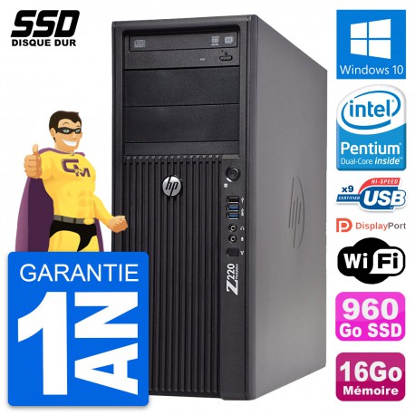 PC Tour HP WorkStation Z220 Pentium G2020 RAM 16Go SSD 960Go Windows 10 Wifi