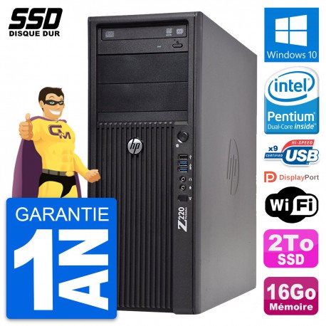 PC Tour HP WorkStation Z220 Intel Pentium G2020 RAM 16Go SSD 2To Windows 10 Wifi