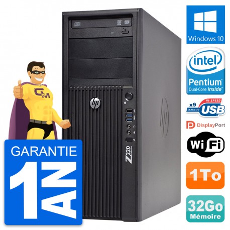 PC Tour HP WorkStation Z220 Pentium G2020 RAM 32Go Disque 1To Windows 10 Wifi