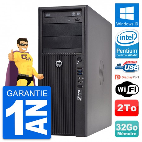 PC Tour HP WorkStation Z220 Pentium G2020 RAM 32Go Disque 2To Windows 10 Wifi