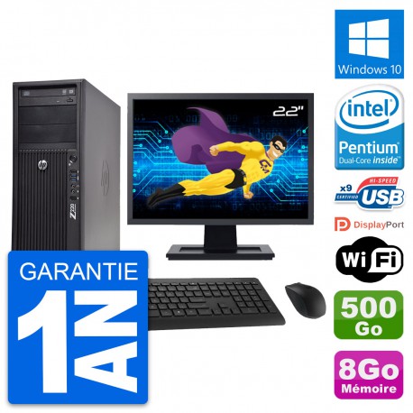 PC Tour HP WorkStation Z220 Ecran 22" G2020 RAM 8Go Disque 500Go Windows 10 Wifi