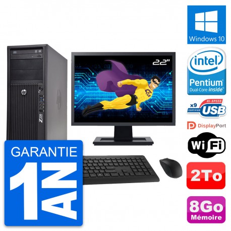 PC Tour HP WorkStation Z220 Ecran 22" G2020 RAM 8Go Disque 2To Windows 10 Wifi