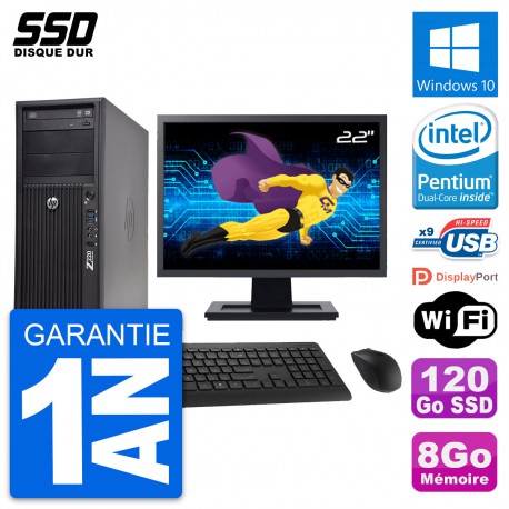 PC Tour HP WorkStation Z220 Ecran 22" G2020 RAM 8Go SSD 120Go Windows 10 Wifi