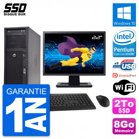 PC Tour HP WorkStation Z220 Ecran 22" G2020 RAM 8Go SSD 2To Windows 10 Wifi