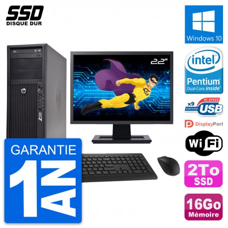 PC Tour HP WorkStation Z220 Ecran 22" G2020 RAM 16Go SSD 2To Windows 10 Wifi