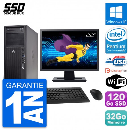 PC Tour HP WorkStation Z220 Ecran 22" G2020 RAM 32Go SSD 120Go Windows 10 Wifi