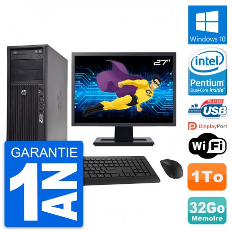 PC Tour HP WorkStation Z220 Ecran 27" G2020 RAM 32Go Disque 1To Windows 10 Wifi