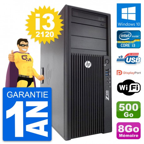 PC Tour HP WorkStation Z220 Core i3-3220 RAM 8Go Disque 500Go Windows 10 Wifi