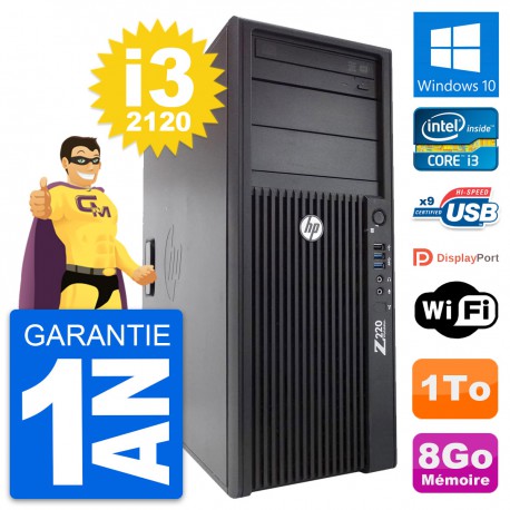 PC Tour HP WorkStation Z220 Intel i3-3220 RAM 8Go Disque Dur 1To Windows 10 Wifi