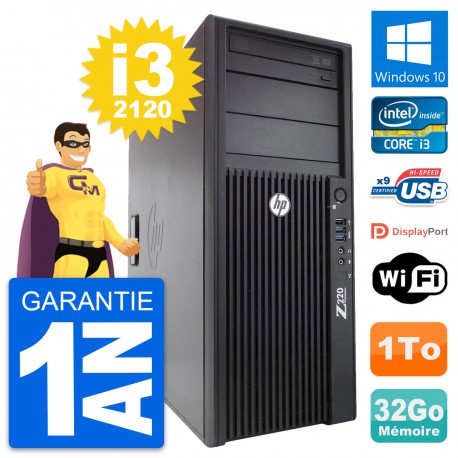 PC Tour HP WorkStation Z220 Core i3-3220 RAM 32Go Disque Dur 1To Windows 10 Wifi