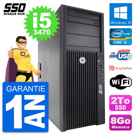 PC Tour HP WorkStation Z220 Intel Core i5-3470 RAM 8Go SSD 2To Windows 10 Wifi