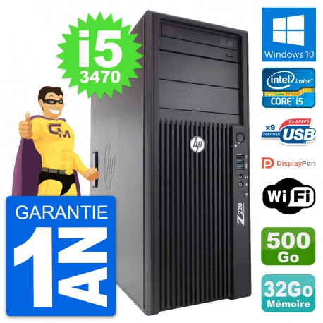 PC Tour HP WorkStation Z220 Intel i5-3470 RAM 32Go Disque 500Go Windows 10 Wifi