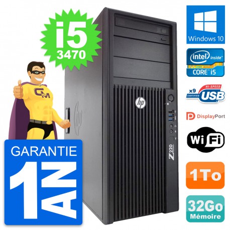 PC Tour HP WorkStation Z220 Core i5-3470 RAM 32Go Disque Dur 1To Windows 10 Wifi