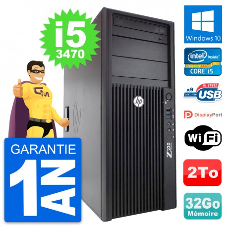 PC Tour HP WorkStation Z220 Core i5-3470 RAM 32Go Disque Dur 2To Windows 10 Wifi