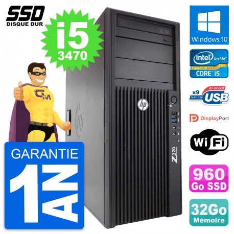 PC Tour HP WorkStation Z220 Intel i5-3470 RAM 32Go SSD 960Go Windows 10 Wifi