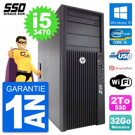 PC Tour HP WorkStation Z220 Intel Core i5-3470 RAM 32Go SSD 2To Windows 10 Wifi