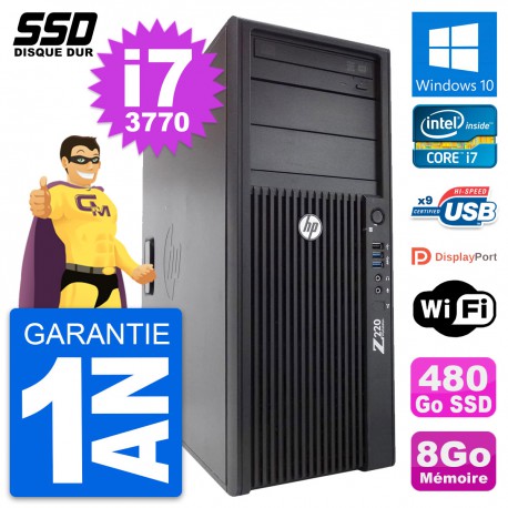 PC Tour HP WorkStation Z220 Intel Core i7-3770 RAM 8Go SSD 480Go Windows 10 Wifi