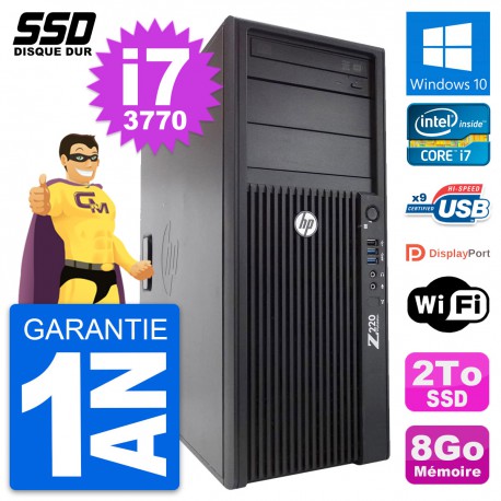 PC Tour HP WorkStation Z220 Intel Core i7-3770 RAM 8Go SSD 2To Windows 10 Wifi