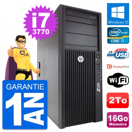 PC Tour HP WorkStation Z220 Intel i7-3770 RAM 16Go Disque 2To Windows 10 Wifi