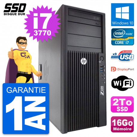 PC Tour HP WorkStation Z220 Intel Core i7-3770 RAM 16Go SSD 2To Windows 10 Wifi