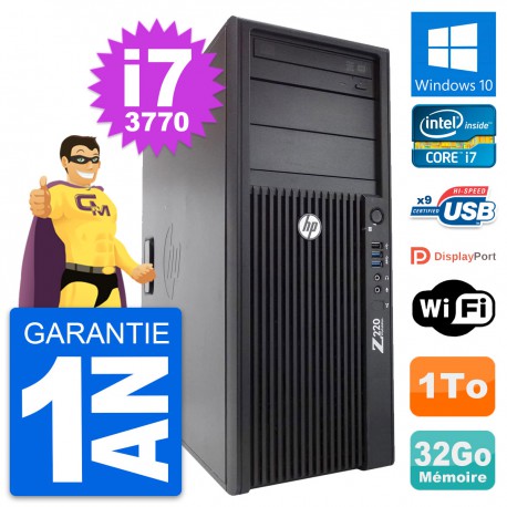 PC Tour HP WorkStation Z220 Core i7-3770 RAM 32Go Disque Dur 1To Windows 10 Wifi