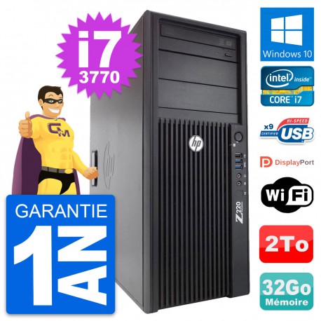 PC Tour HP WorkStation Z220 Core i7-3770 RAM 32Go Disque Dur 2To Windows 10 Wifi