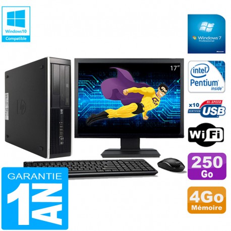 PC HP Compaq Pro 6300 SFF G630 RAM 4Go 250Go Graveur DVD Wifi W7 Ecran 17"