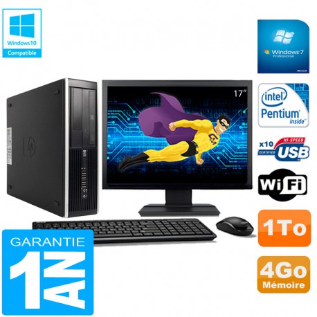 PC HP Compaq Pro 6300 SFF G630 RAM 4Go 1To Graveur DVD Wifi W7 Ecran 17"