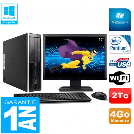 PC HP Compaq Pro 6300 SFF G630 RAM 4Go 2To Graveur DVD Wifi W7 Ecran 17"