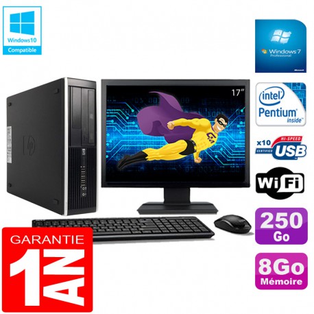 PC HP Compaq Pro 6300 SFF G630 RAM 8Go 250Go Graveur DVD Wifi W7 Ecran 17"