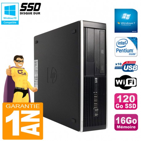 PC HP Compaq Pro 6300 SFF G630 RAM 16Go Disque 120Go SSD Graveur DVD Wifi W7