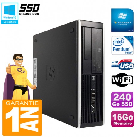 PC HP Compaq Pro 6300 SFF G630 RAM 16Go Disque 240Go SSD Graveur DVD Wifi W7