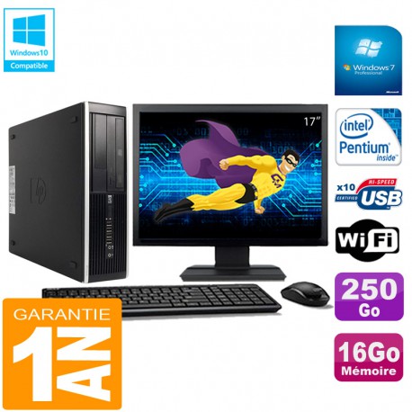 PC HP Compaq Pro 6300 SFF G630 RAM 16Go 250Go Graveur DVD Wifi W7 Ecran 17"