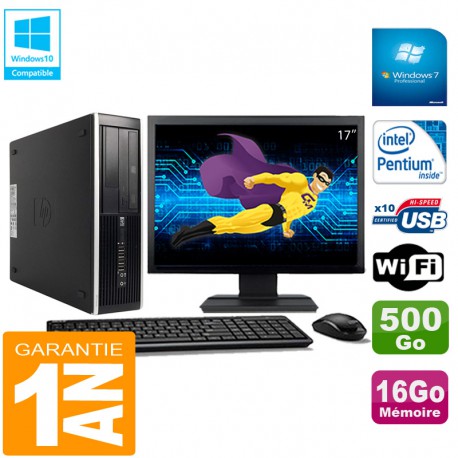 PC HP Compaq Pro 6300 SFF G630 RAM 16Go 500Go Graveur DVD Wifi W7 Ecran 17"