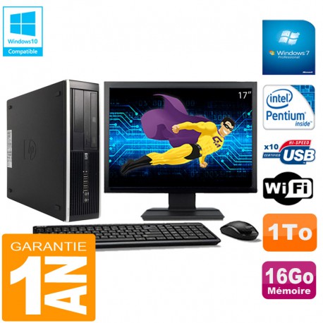 PC HP Compaq Pro 6300 SFF G630 RAM 16Go 1To Graveur DVD Wifi W7 Ecran 17"