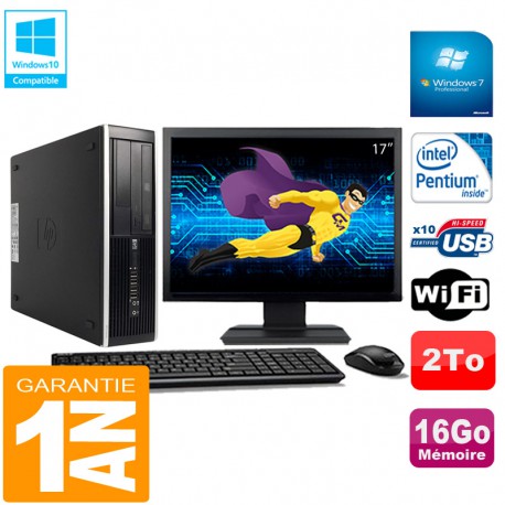 PC HP Compaq Pro 6300 SFF G630 RAM 16Go 2To Graveur DVD Wifi W7 Ecran 17"