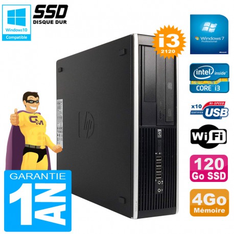 PC HP Compaq Pro 6300 SFF I3-2120 RAM 4Go Disque 120Go SSD Graveur DVD Wifi W7