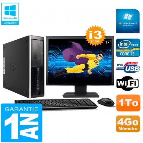 PC HP Compaq Pro 6300 SFF I3-2120 4Go 1To Graveur DVD Wifi W7 Ecran 17"