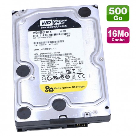 Disque Dur 1To SATA 3.5" WD Enterprise Storage WD1003FBYX-12Y7B0 118032791 64Mo