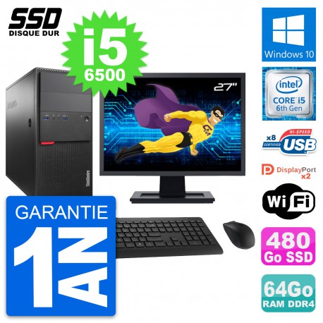 PC Tour Lenovo M800 Ecran 27" Intel i5-6500 RAM 64Go SSD 480Go Windows 10 Wifi