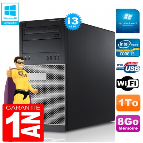 PC Tour DELL 9020 Core I3-4130 Ram 8Go Disque 1 To Graveur DVD Wifi W7