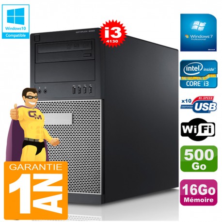 PC Tour DELL 9020 Core I3-4130 Ram 16Go Disque 500 Go Graveur DVD Wifi W7