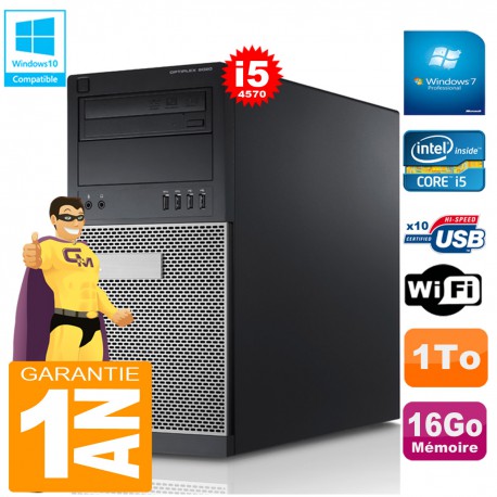 PC Tour DELL 9020 Core I5-4570 Ram 16Go Disque 1 To Graveur DVD Wifi W7