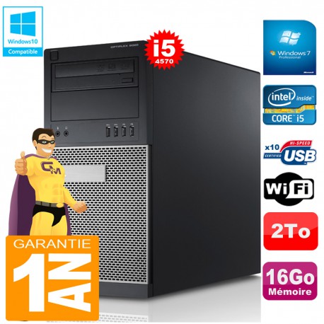 PC Tour DELL 9020 Core I5-4570 Ram 16Go Disque 2 To Graveur DVD Wifi W7