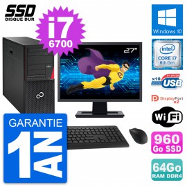 PC Tour Fujitsu P756 Ecran 27" Intel i7-6700 RAM 64Go SSD 960Go Windows 10 Wifi